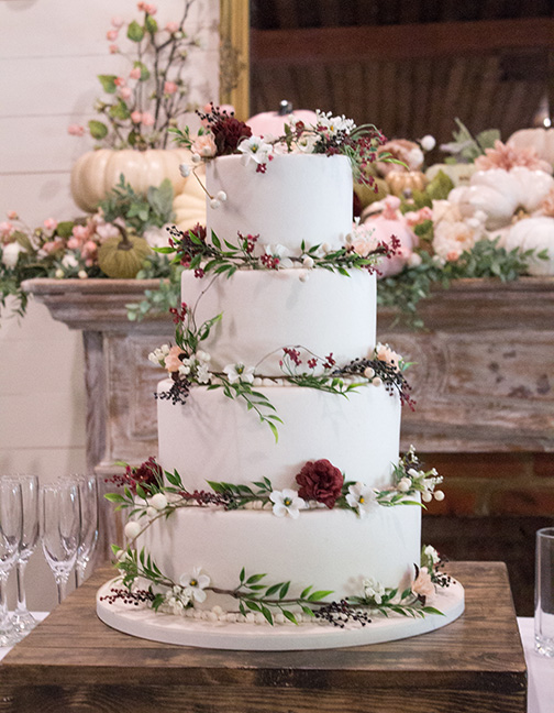 Wedding Cake with handmade fondant flowers by Kimbla's Cakes