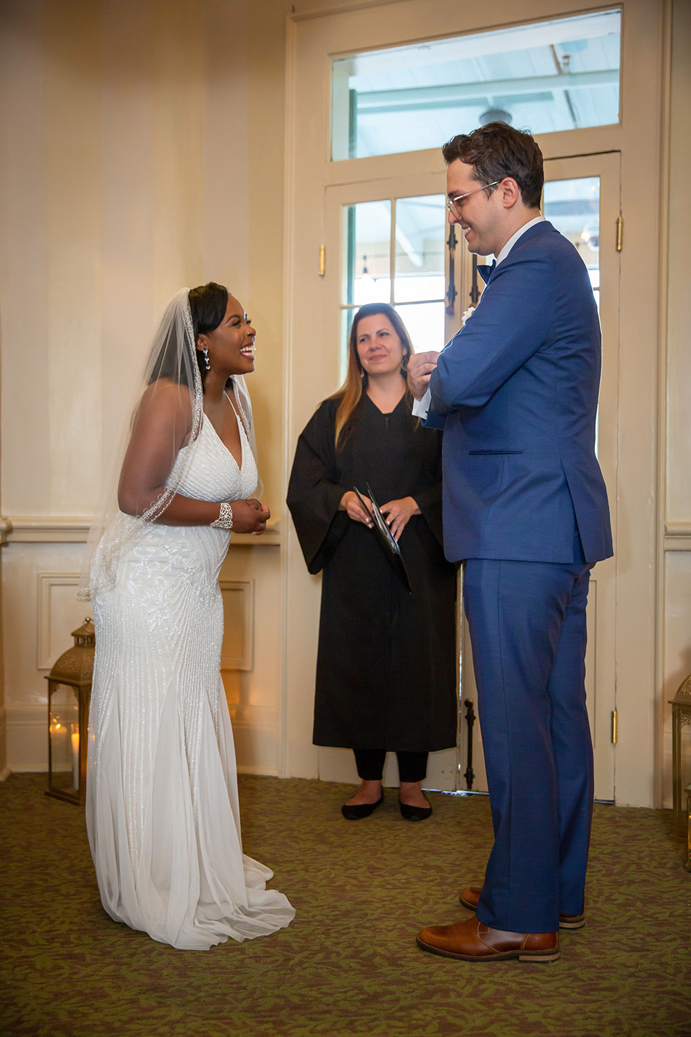Kiara and Michael exchange vows with Michele Zeller officiating. Photo: Brian Jarreau Photography