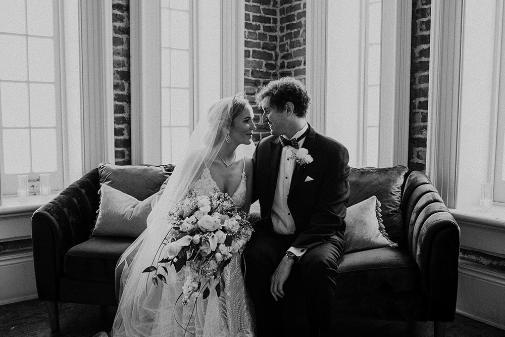 Ashley and Peter enjoy a quiet moment together during their first look.