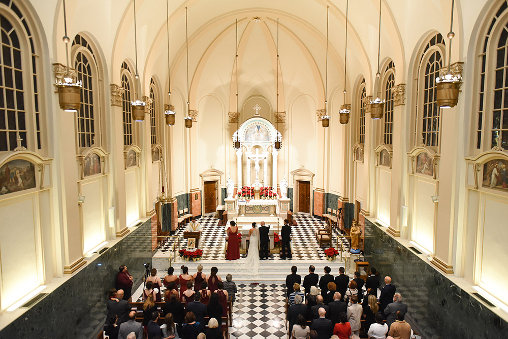 Gabriela and Kristian's wedding ceremony at Notre Dame Seminary Chapel