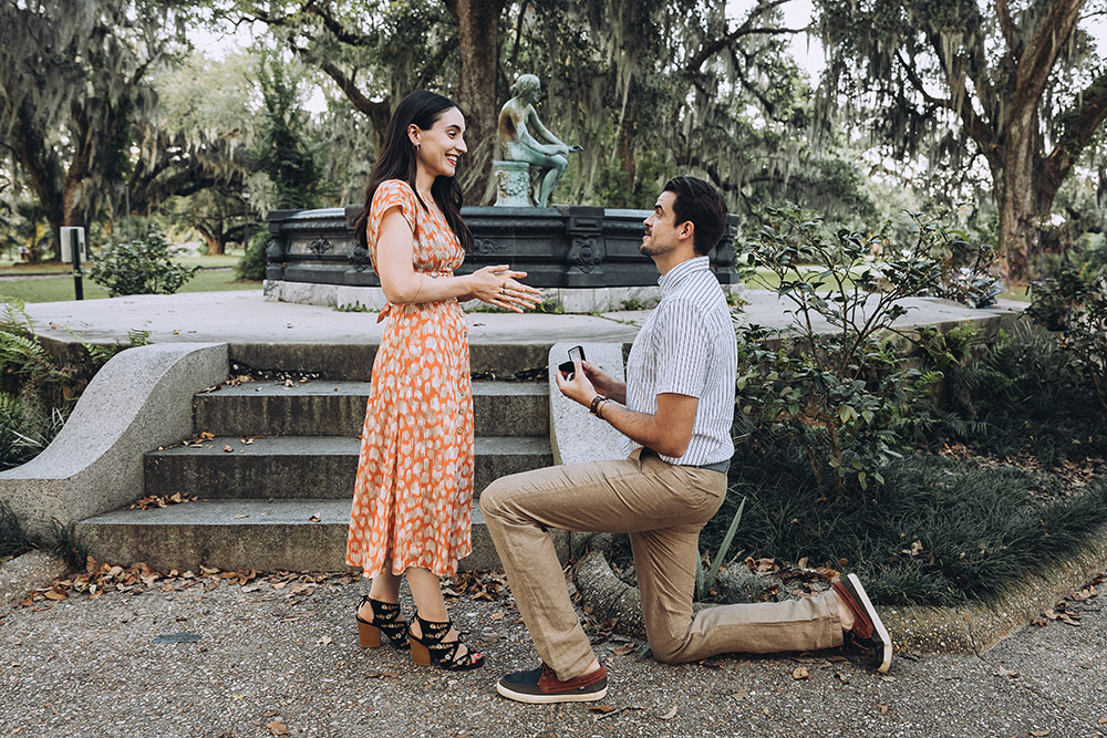 Surprise proposal in New Orleans City Park | Photo by Capture Studio Photography