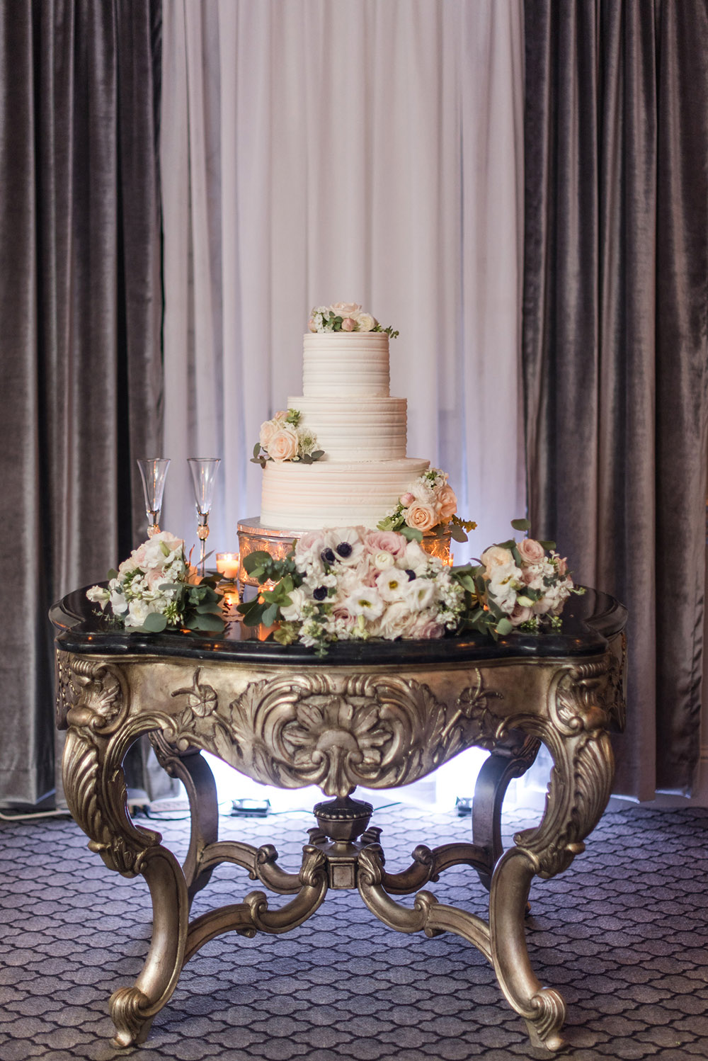 The wedding cake by Gambino's Bakery