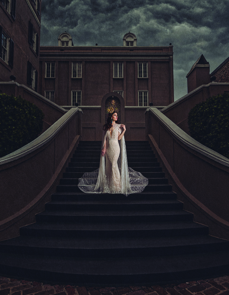 Bride on the staircase at the W French Quarter, New Orleans | Brian Jarreau Photography