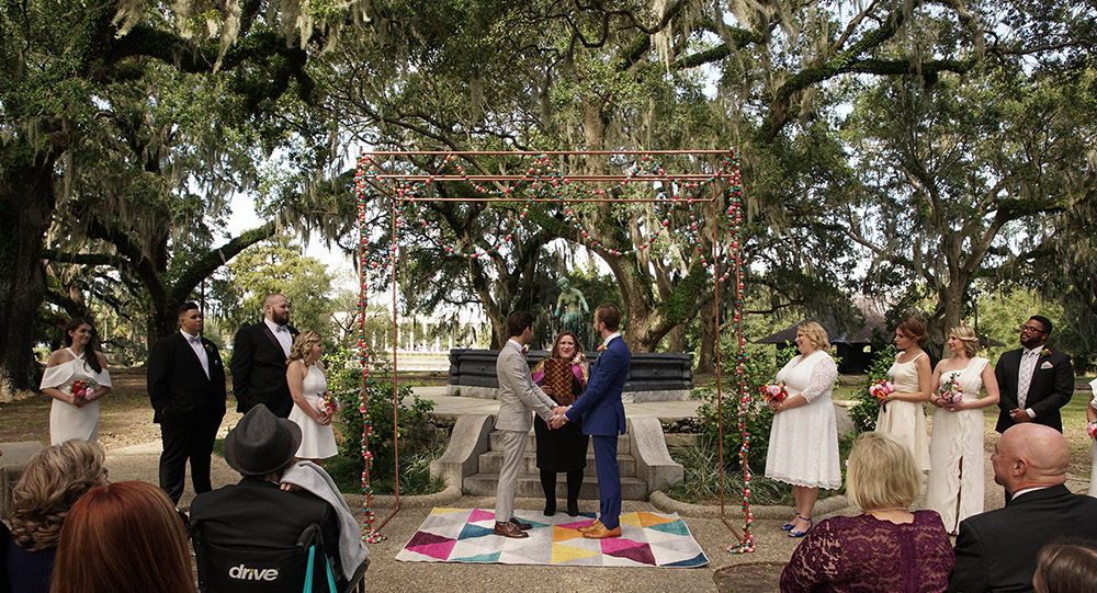 the wedding ceremony in New Orleans City Park