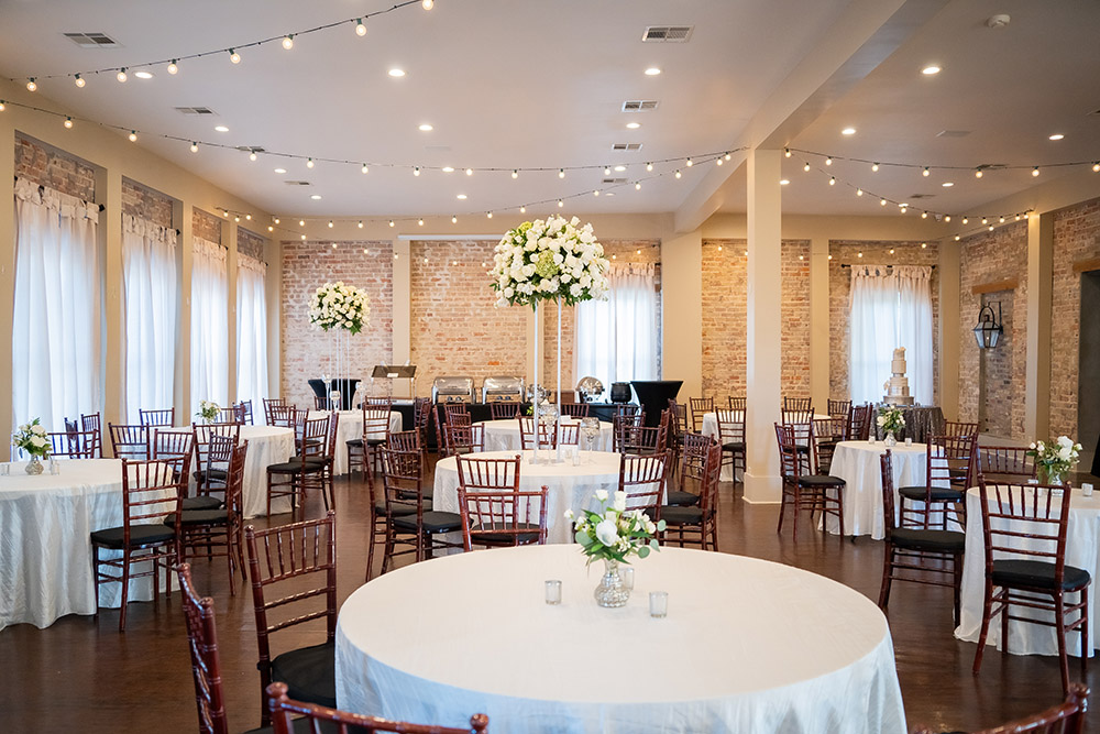 the wedding reception room at The Crossing