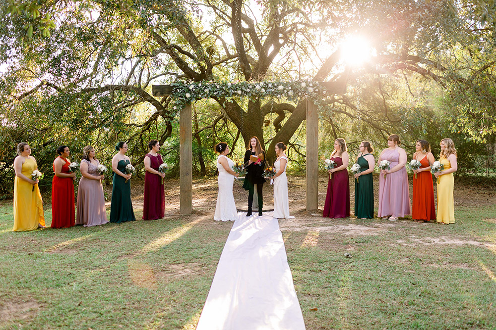 the wedding ceremony on the grounds of the Barn at Sarah Bella in Picayune, MS