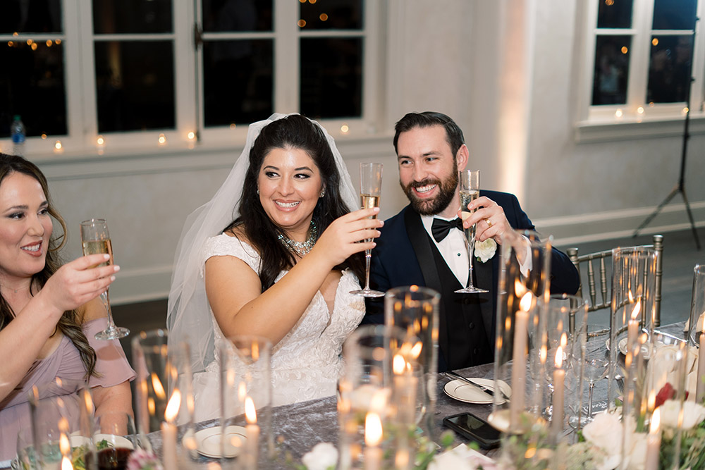 the bride and groom toast