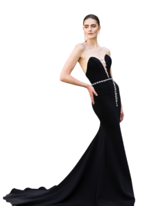 Crepe Strapless Deep-V Crystal Embellished Gown by Christian Siriano 