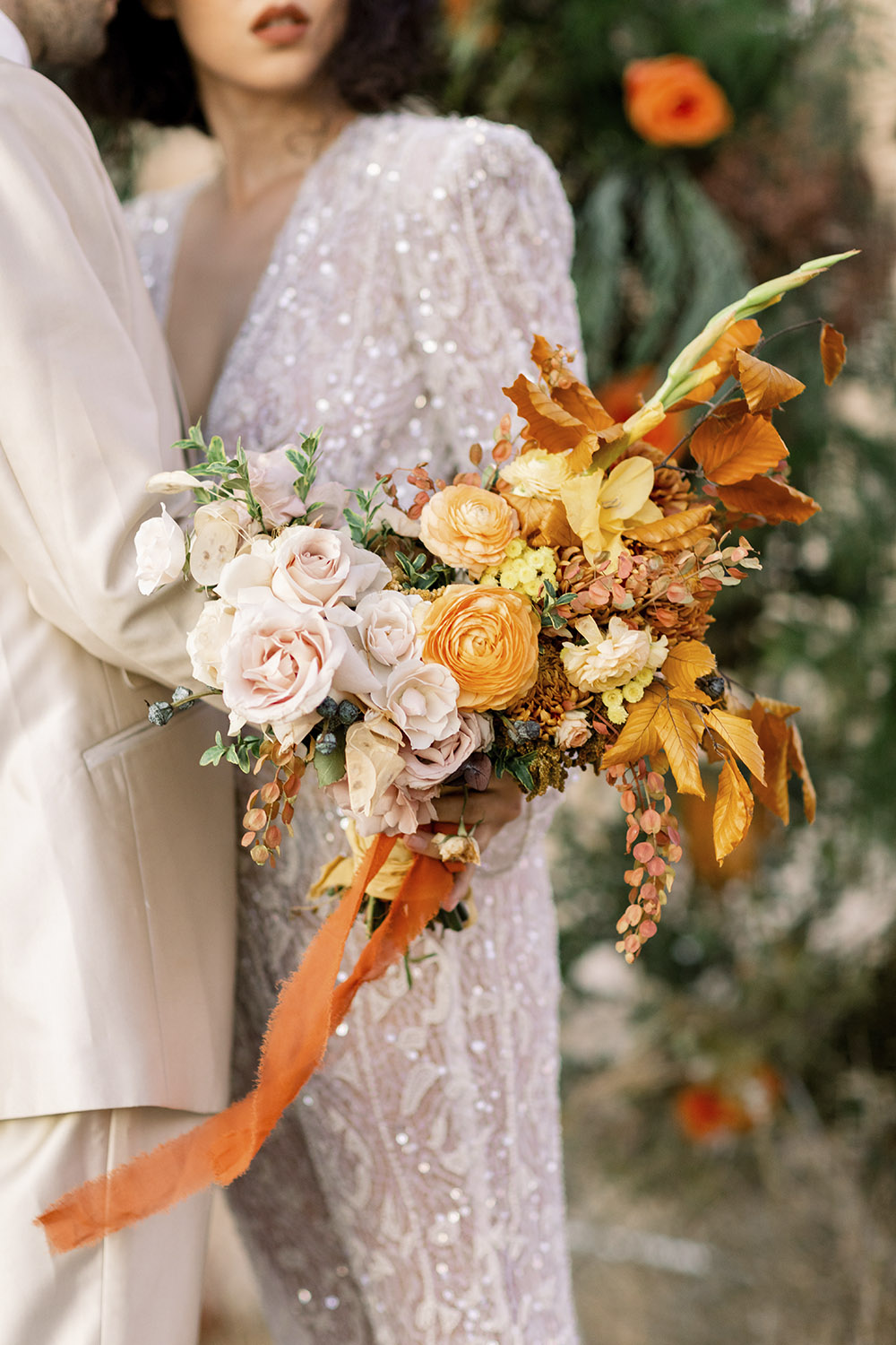 orange, yellow and copper bridal bouquet