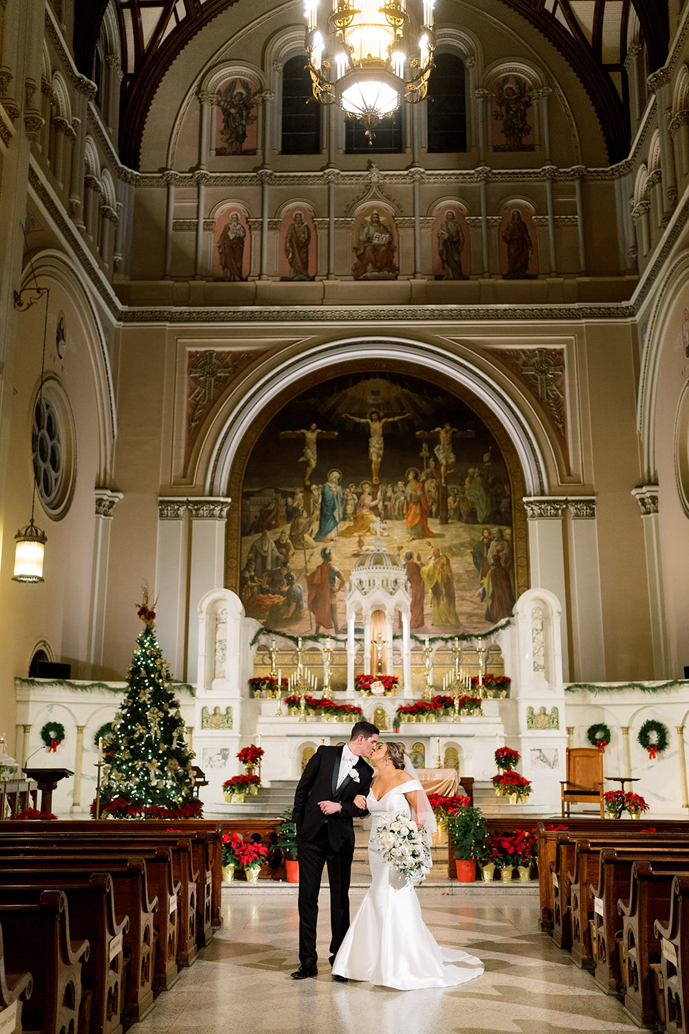 bride and groom portrait in st. joseph church