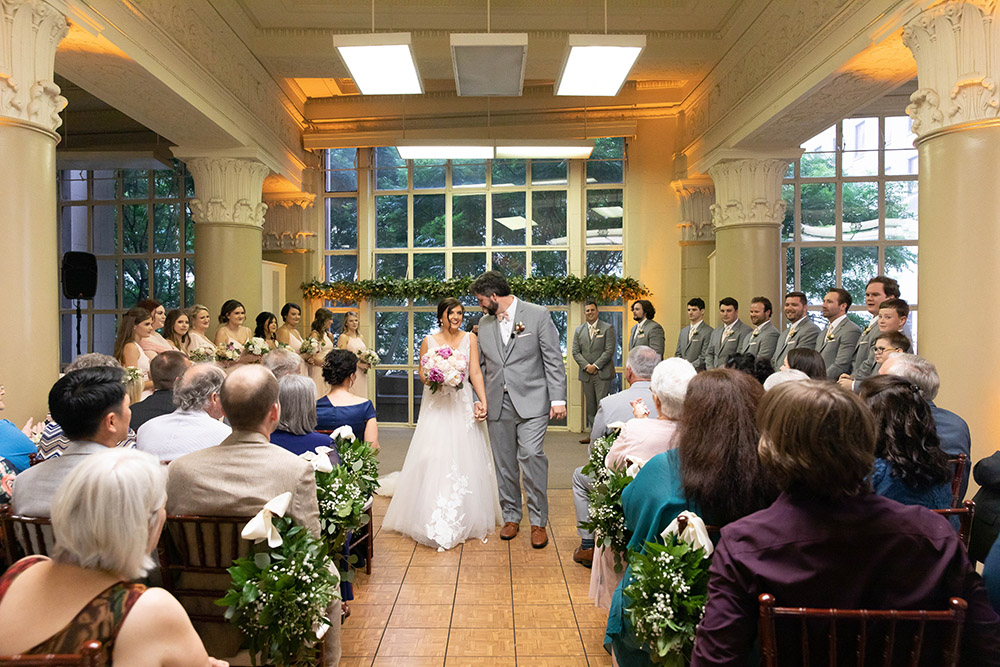 Wedding ceremony and reception at the Federal Ballroom in New Orleans Louisiana