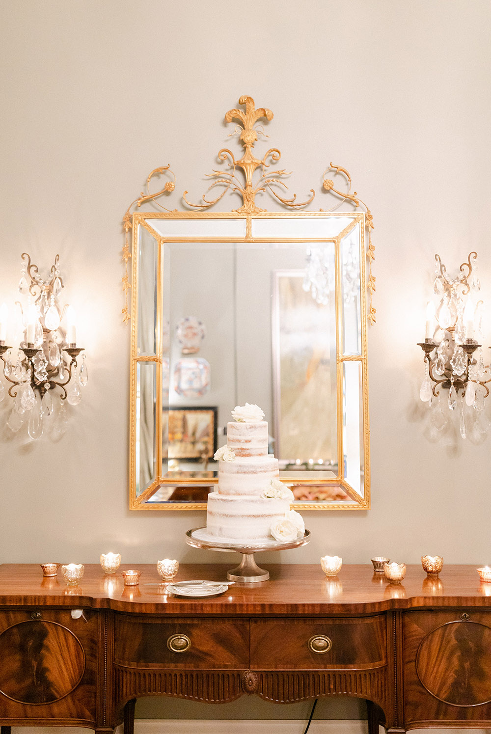 the wedding cake by Gambino's Bakery