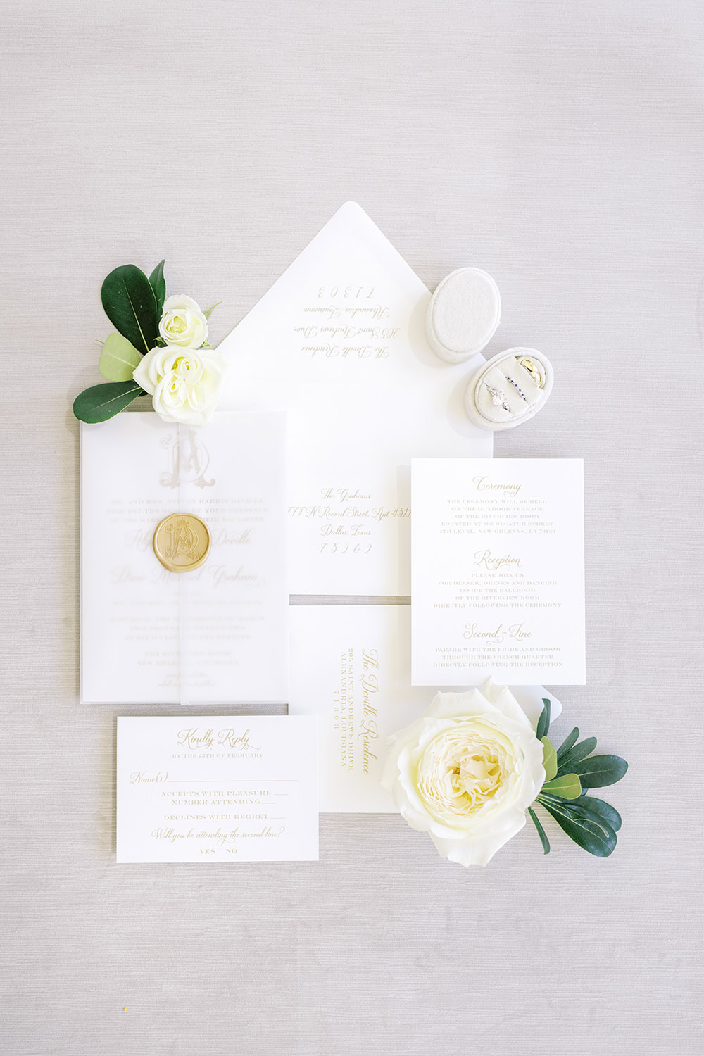 white wedding invitation suite