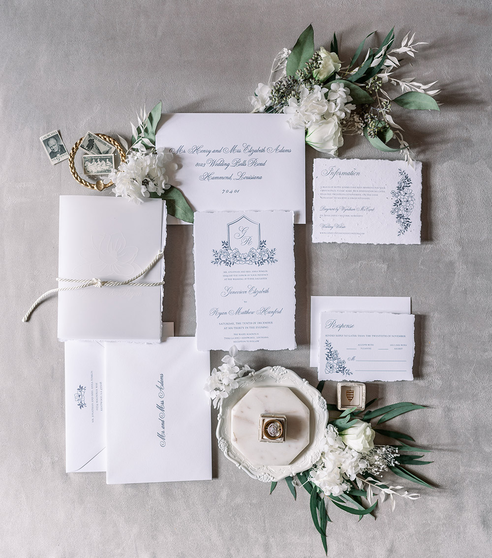 magnolia wedding invitation suite by Camellia Memories