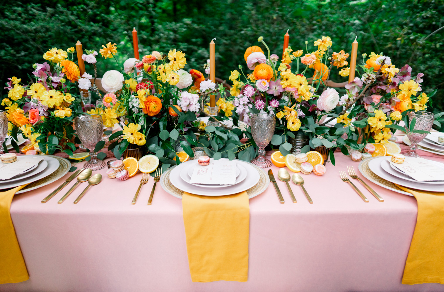 summer wedding reception table