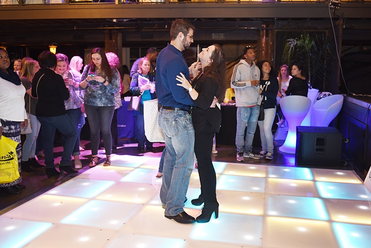 Guests dancing on the Power Productions LED dance floor