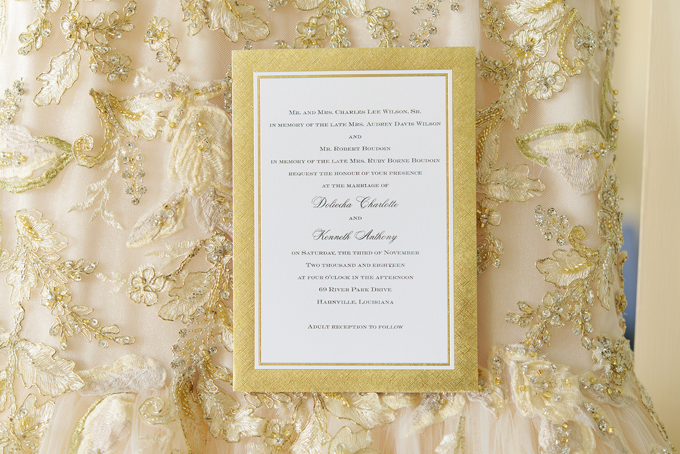 Doliecha and Kenneth's wedding invitation