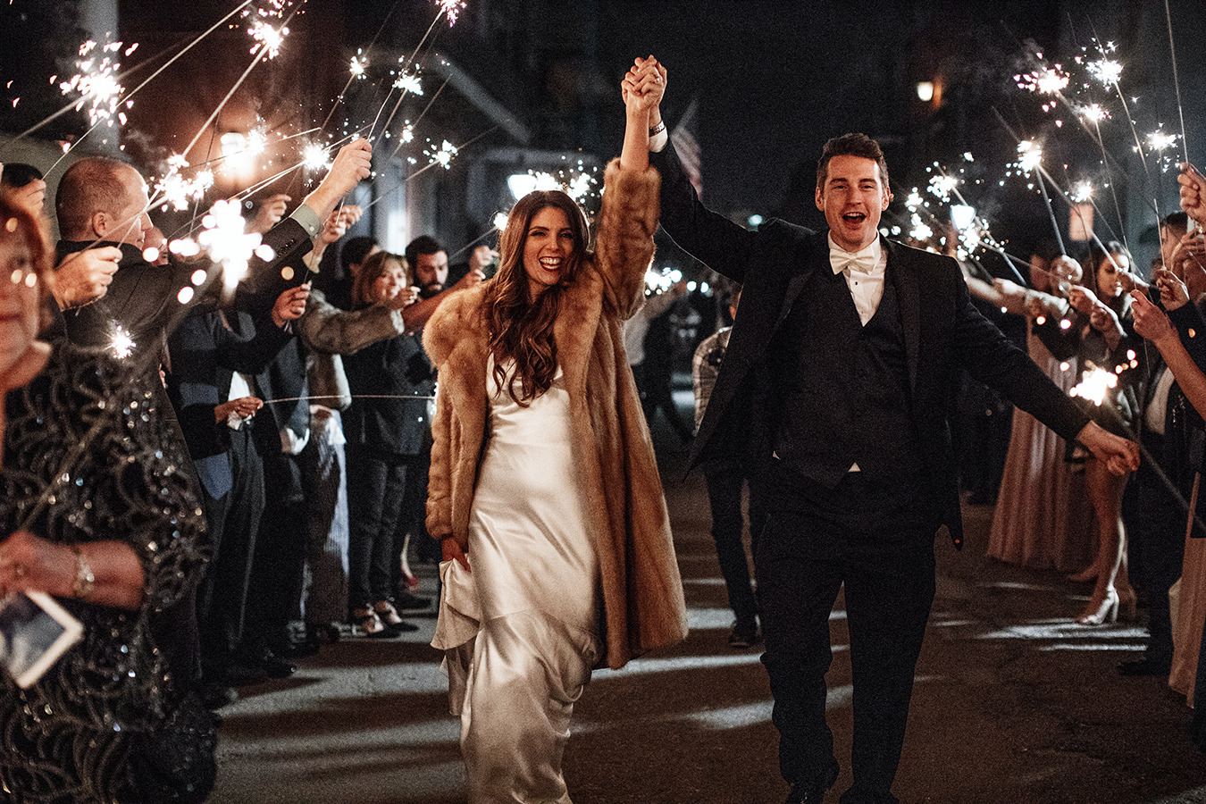 After a sparkler exit from the reception, Rebecca and Taylor second lined with their guests from Ursuline Convent through the French Quarter to the Hotel Monteleone on Royal Street. The happy couple honeymooned in Italy and shook hands with Pope Francis at the “Sposi Novelli” (newlywed) blessing.