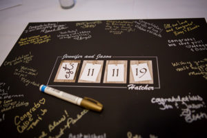 Guest Book Signature Photo Mat With The Couple's Name And Wedding Date. Photo By Brian Jarreau Photography