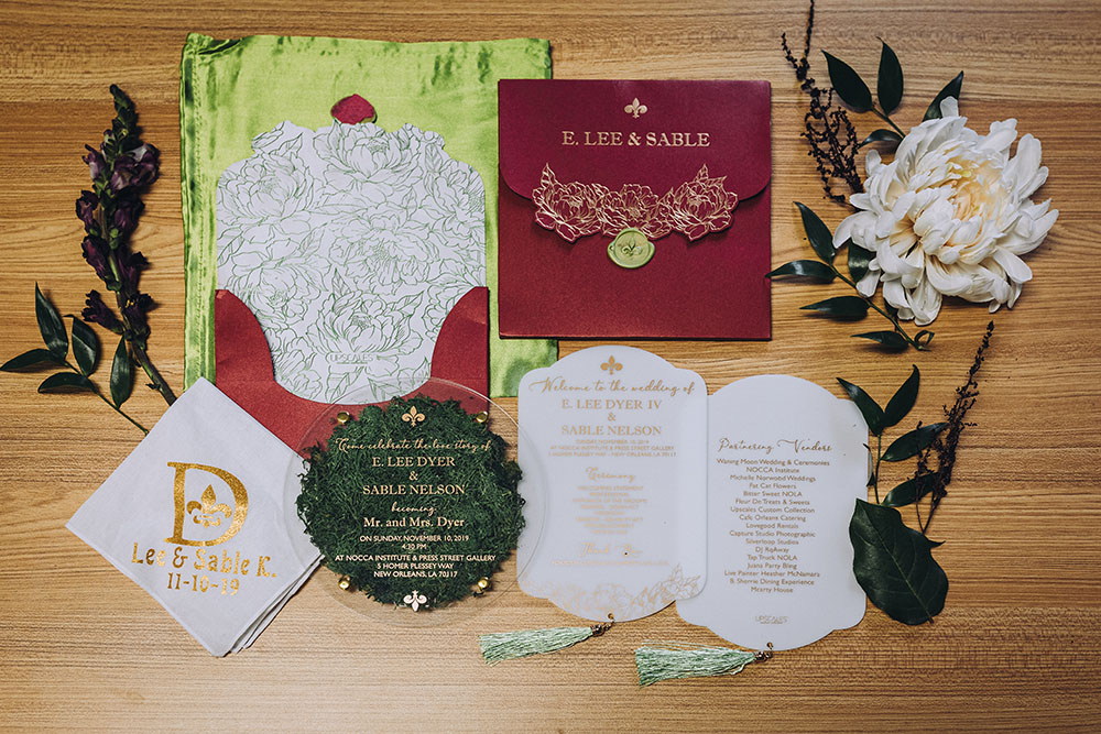 maroon and green wedding invitations