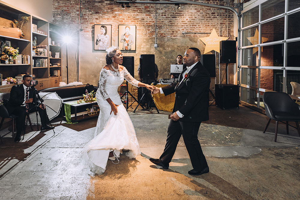 bride and groom dancing new orleans wedding reception