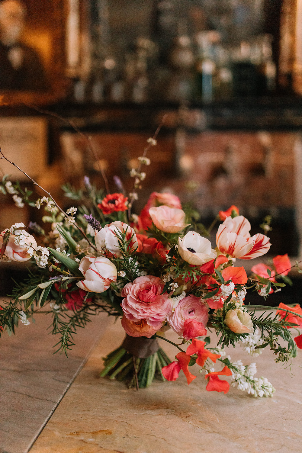 Del's stunning hand tied bridal bouquet by Pistil and Stamen. Photo: Ashley Biltz