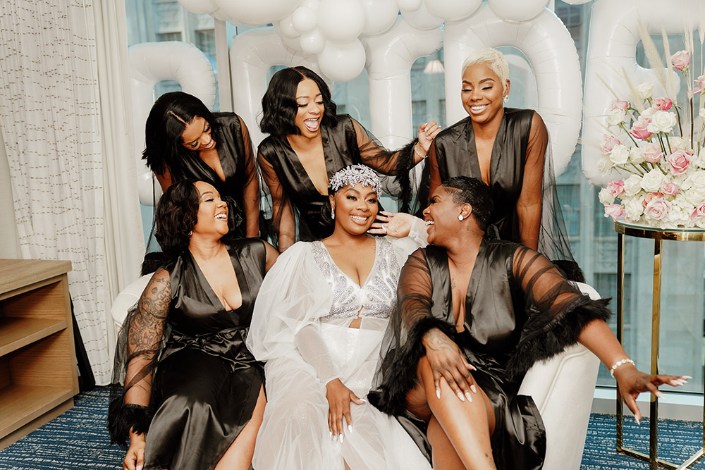 Javonn and her bridesmaids celebrate before the wedding