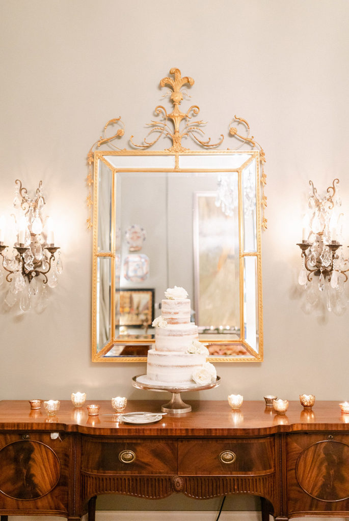 the wedding cake by Gambino's Bakery