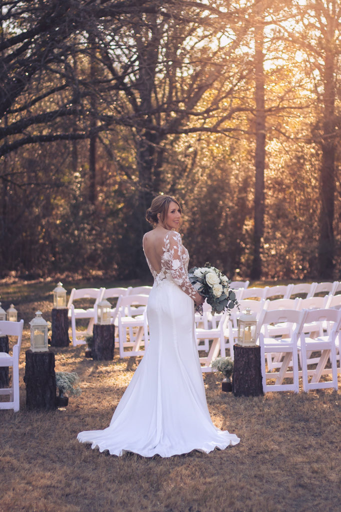 Bride at outdoor wedding setting photo by amin russell photography