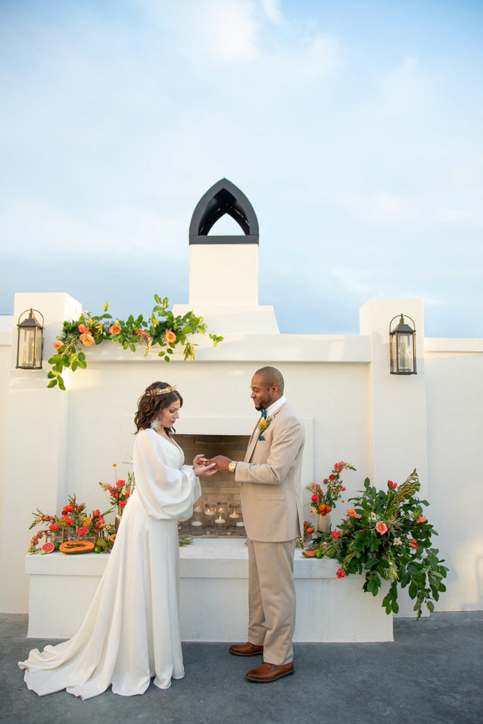 wedding ceremony in The Moore courtyard