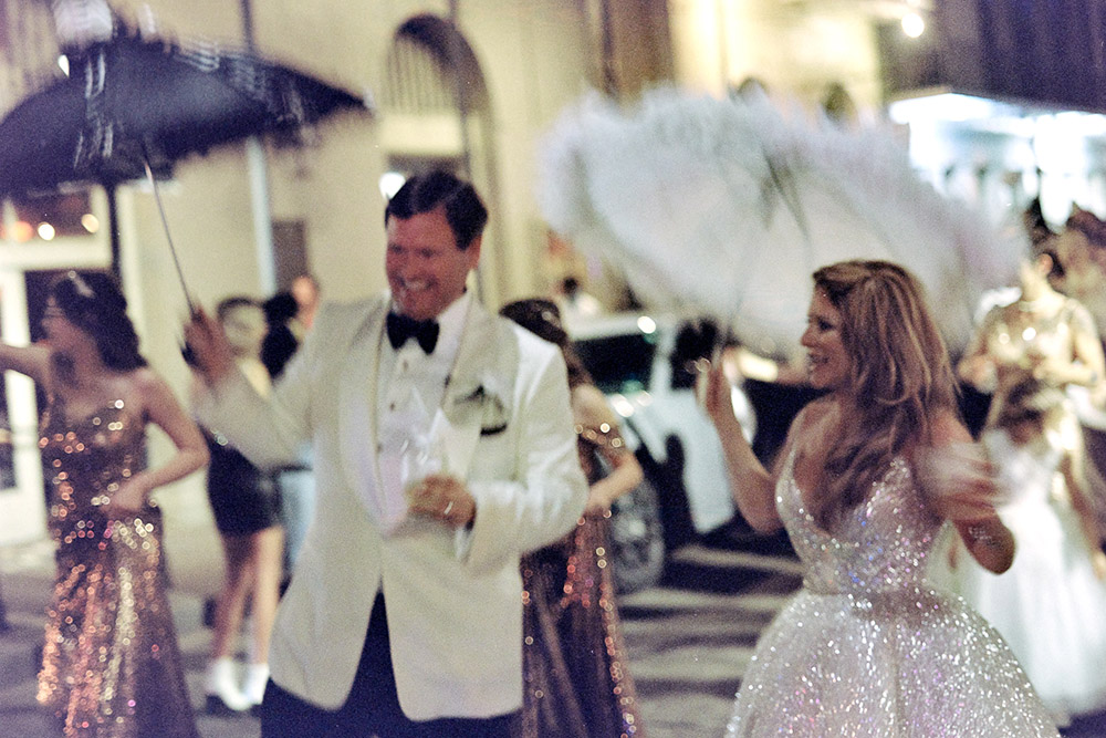 color film photograph of a wedding second line by Andrew Alwert