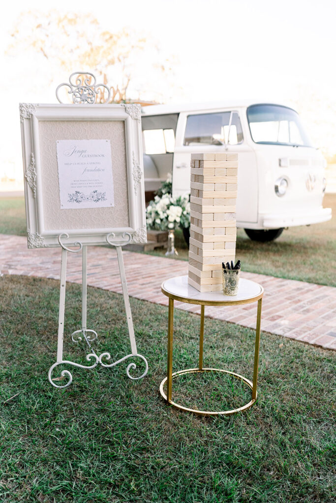Giant Jenga wedding game and guest book